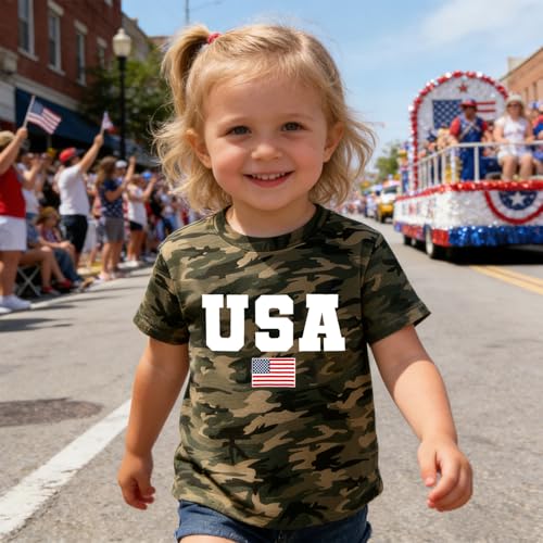 Image of 4th of July Shirts Toddler Boys Girls American Flag USA T-Shirt Kids Patriotic Tee Tops