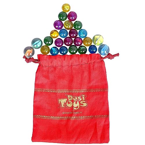 Desi Toys Marble Balls | Set of 24 Marbles | 4 Big Shooter | Kanche | Golilu | Goli |...