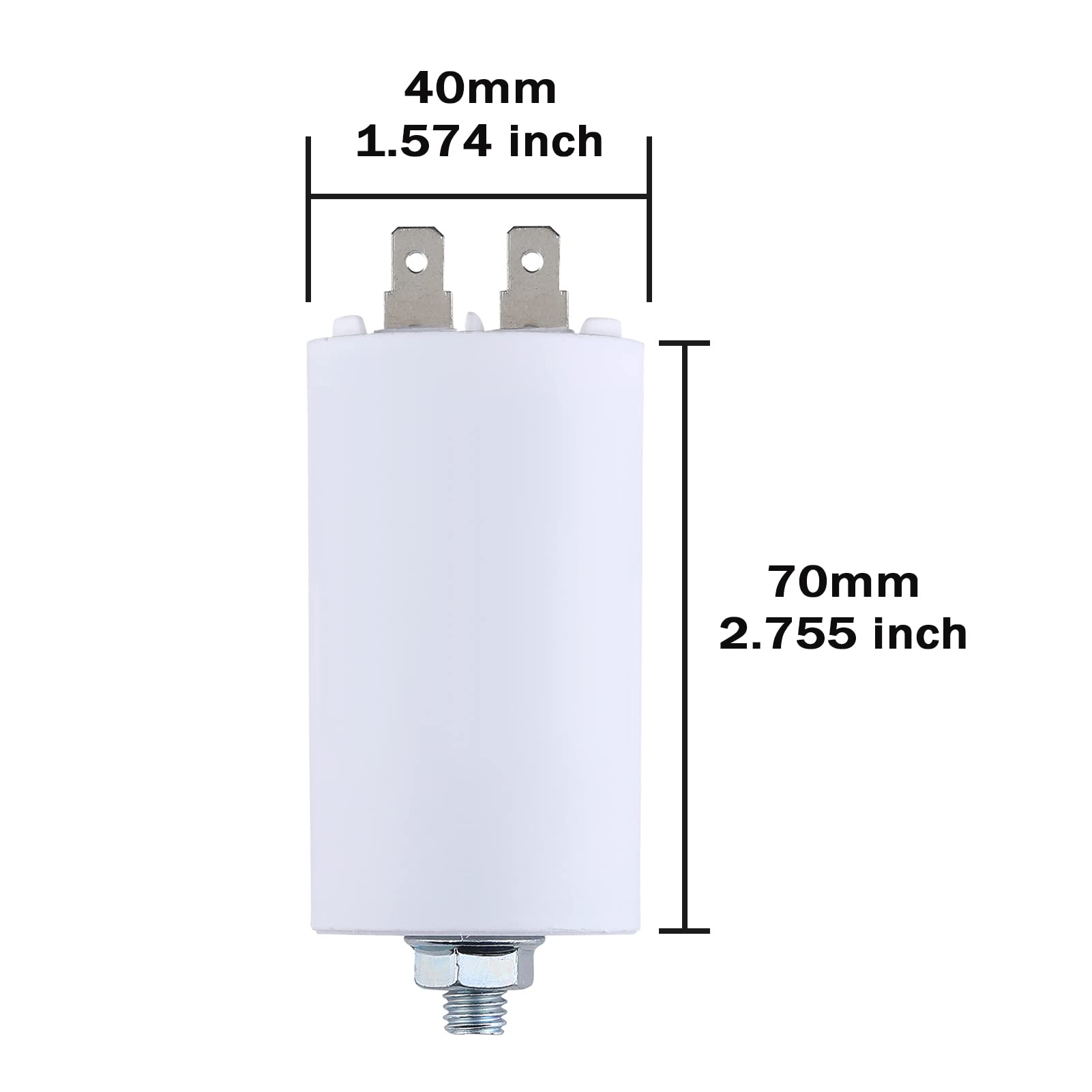 VEXUNGA Kondensator rozruchowy silnika 14uF 450 V CBB60 kondensatory rozruchowe 14 MFD 450VAC 40x70MM Złącze M8 14µF 50/60 Hz do pralki basenowej pompy basenowej