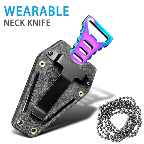 Image of Neck Knife with Sheath and Necklace, Mini Fixed Blade Knife Necklace for Men, Ultra Small Pocket Knife EDC Tools Cool Gadgets for Camping, Backpacking, Hiking, Survival