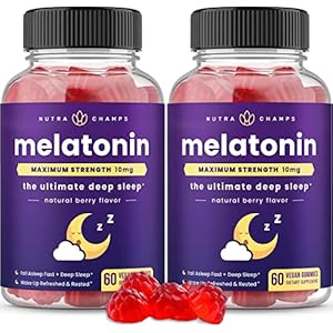 (2-Pack) Melatonin Gummies for Adults | Extra Strength Sleep Aid Vitamins | 5mg or 10mg Dose | Vegan Natural Strawberry Flavor Supplement for Better Sleep | Healthy Sleep Cycles | 120 Gummies