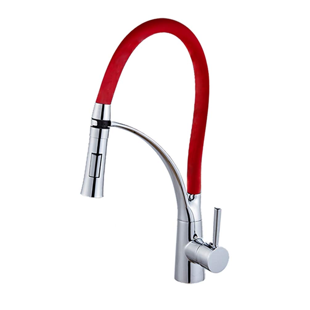 ZYCHSJXA Kitchen Mixer Sink Faucet Brass Torneira Tap Faucets Hot Cold Deck Mounted Bath 360 Degree Rotary,Chrome and red