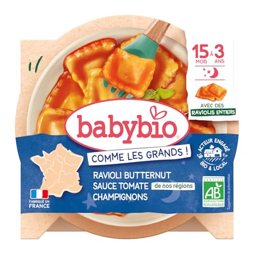 Babybio Ravioli Butternut Sauce Tomates Champignons 15 Mois et + Bio 190 g