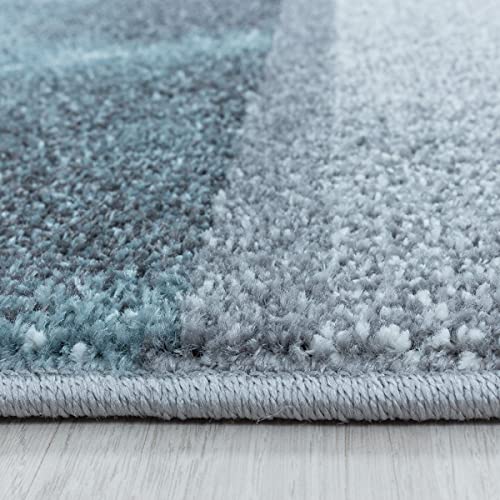 Tapis bleu gris carré marbré doux 80x150 cm pour salon chic - 5