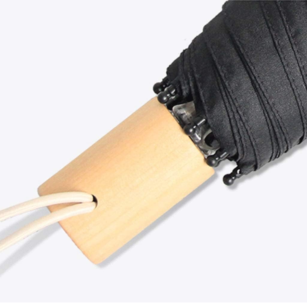 Windproof Travel Umbrella Compact Travel Umbrella - Windproof Reinforced Canopy with Ergonomic Wooden Handle Manual Umbrella Stand up to Snow Storm，OneColor 28cm
