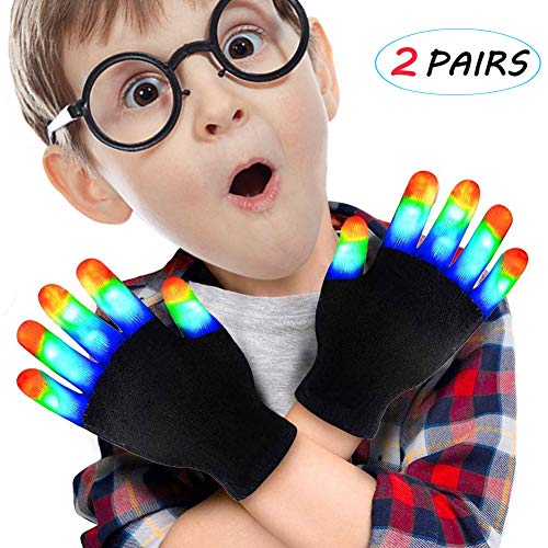 VAZILLIO LED Kids Light Up Gloves, Christmas Birthday Gifts for Boys Girls Tweens
