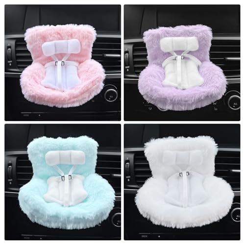 Image of Mini Car Safety Seat for Blind Box Doll, Small Seat for Little Plush Monster with Seat Leg&Air Vent Clip Cute Car Ornament for Plush Display&Collectors - White