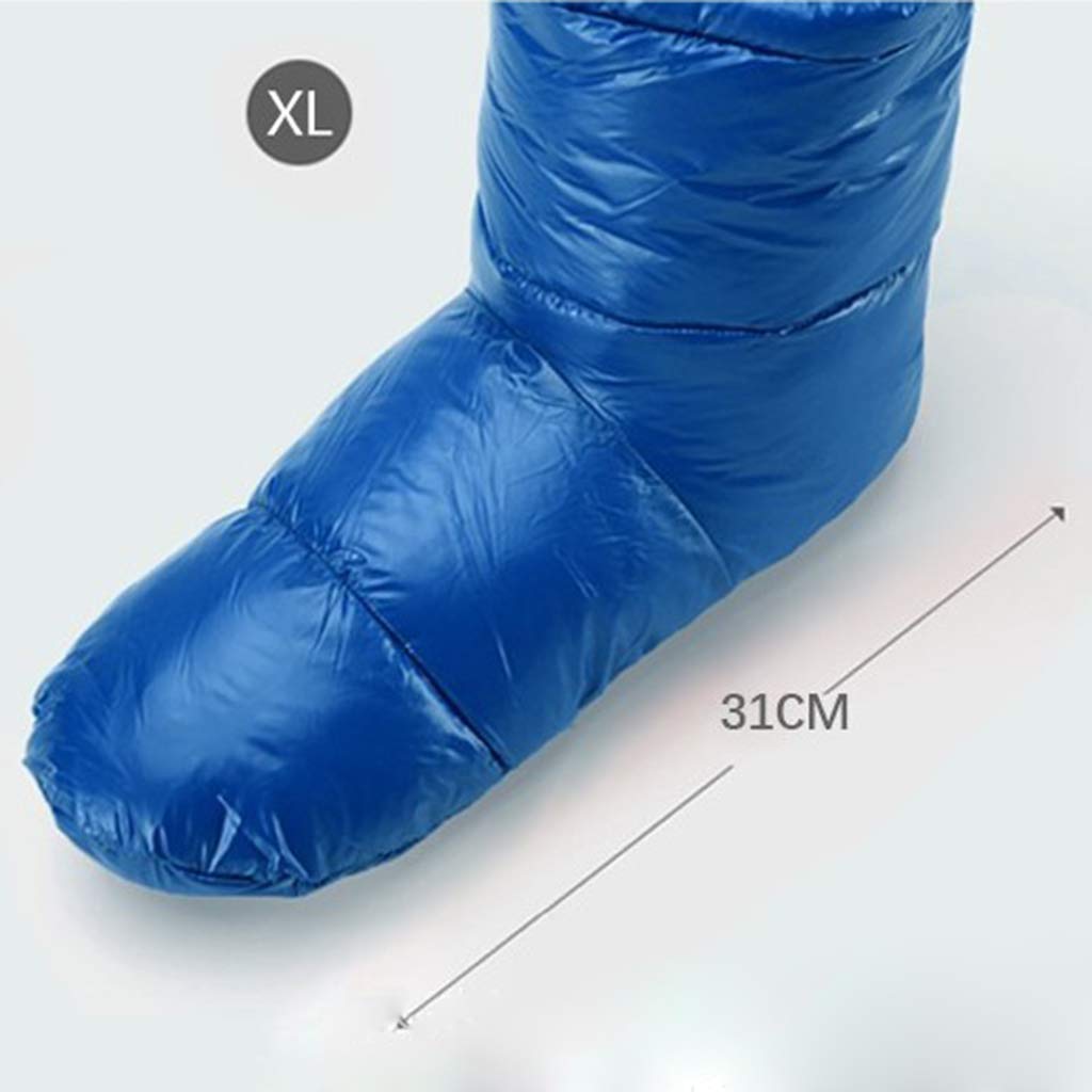 Chaussons d'hiver chauds en duvet d'oie blanc pour tente de camping Noir M