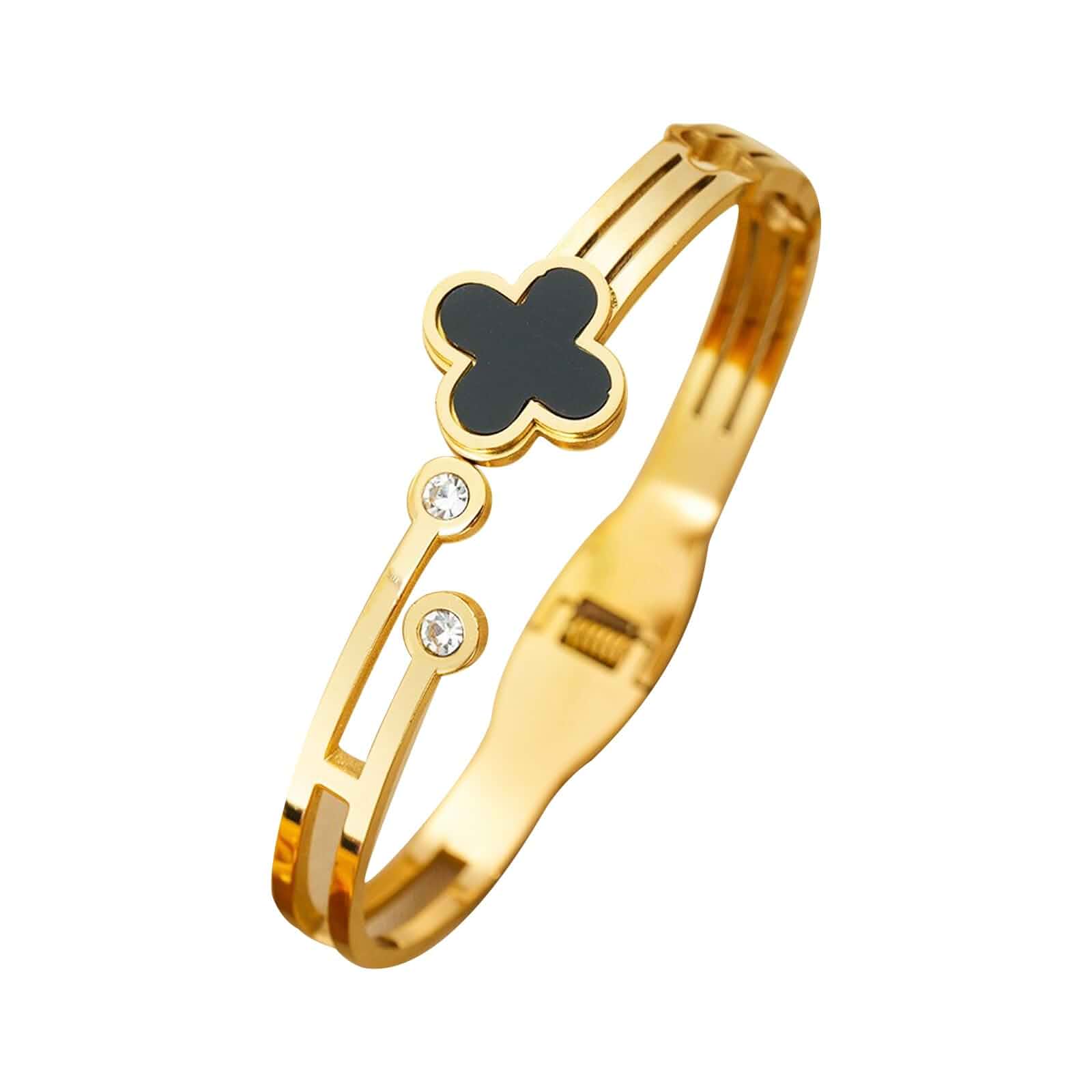 18K Gold Plated 316L Stainless Steel Bracelets Bangle Collection - 12 Unique Designs + Matching Diamond-Accent Titanium Steel Chain, Gift for Women