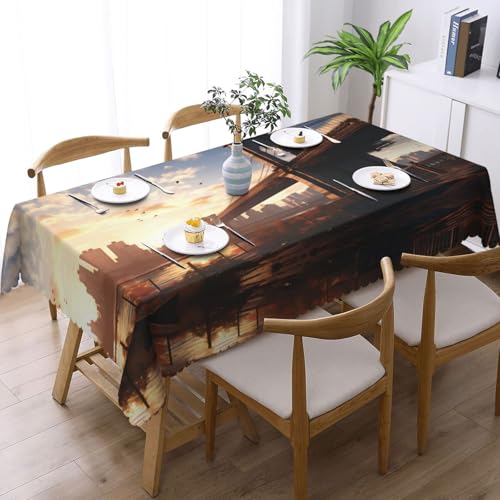Nappe carrée Brooklyn Bridge en polyester lavable pour table rectangulaire - 3