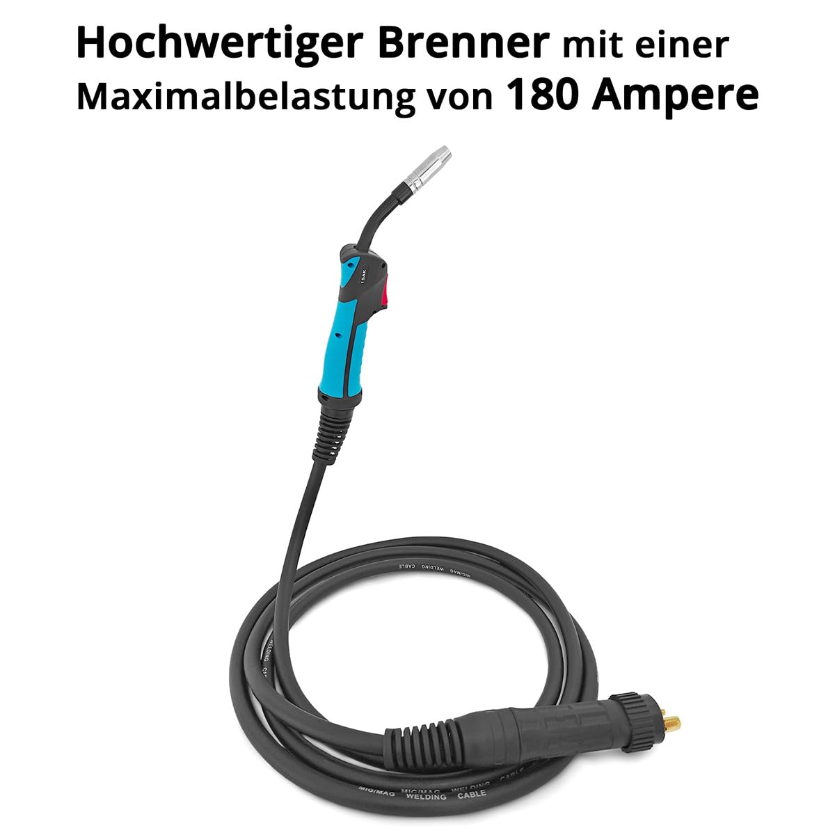 STAHLWERK AK15 Schweißbrenner inklusive 3 Meter Schlauchpaket – Profi-Schweißzubehör für MIG/MAG Schutzgas Schweißgeräte mit Eurozentralanschluss, luftgekühlte MIG/MAG-Schweißpistole 180 Ampere