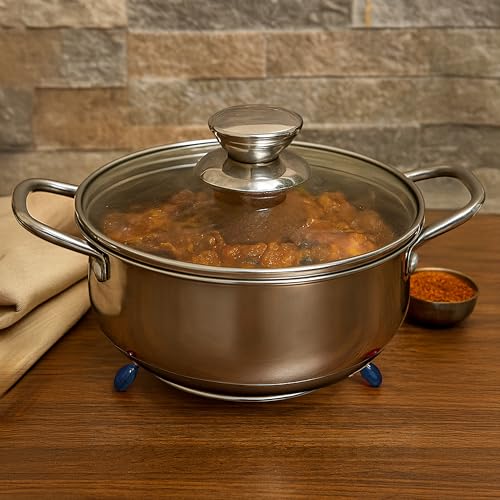 Image of HAZEL Trivet Stainless Steel Hot Pot Stand with Silicone Grip | Non-Slip Heat-Resistant Trivet for Kitchen & Dining Table | Diameter 17.5 cm
