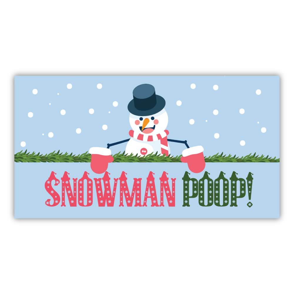 Papa Snowman Poop Stickers - Pack of 24 (64 mm x 33.8 mm) Christmas Snow Stickers for Party Bags, Crafts and Sweet Cones