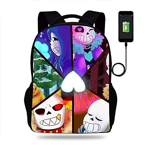 School Bags - New Undertale Backpack Boys Girls School Bag Children Book Bags Men Women Rucksack Teens USB Travel Knapsack Mochila (010)