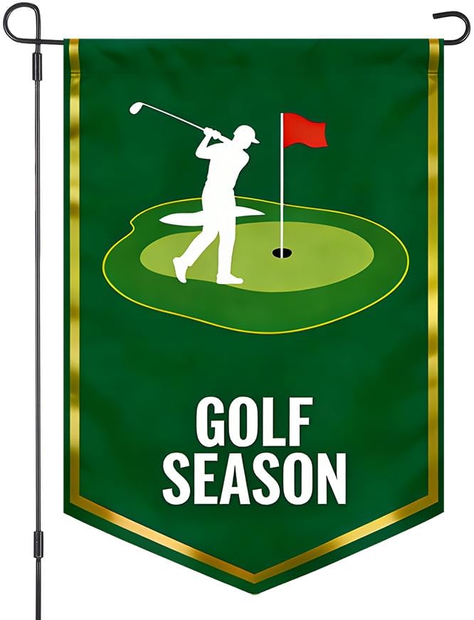Golf Season Garden Flag, Burlap, Double Sided, 12 x 18 Inch, Outdoor Yard Decoration