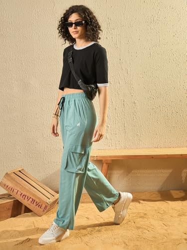 Image of Modeve Women's Cargo Style Track Pants - Summer Cotton Blend