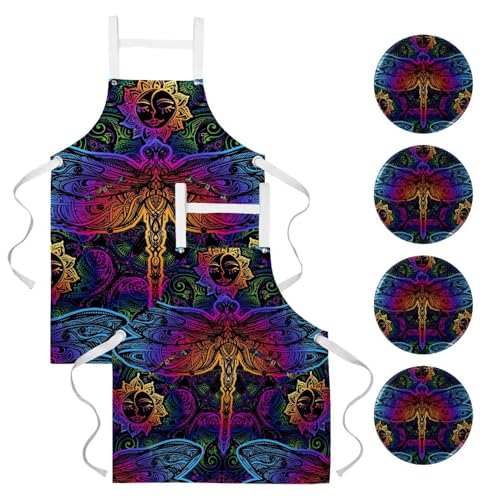 Tablier de serveuse pour restaurant et bar lot de 2 élégant motif mandalas indiens