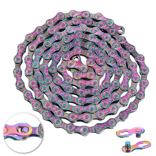 AGJIQ 6/7/8 Speed Bike Chain, 116 Links Speed Bicycle Chain, Colorful Mountain Bike Chain Compatible with 3 Major Shifting Systems for Road Mountain Racing Cycling