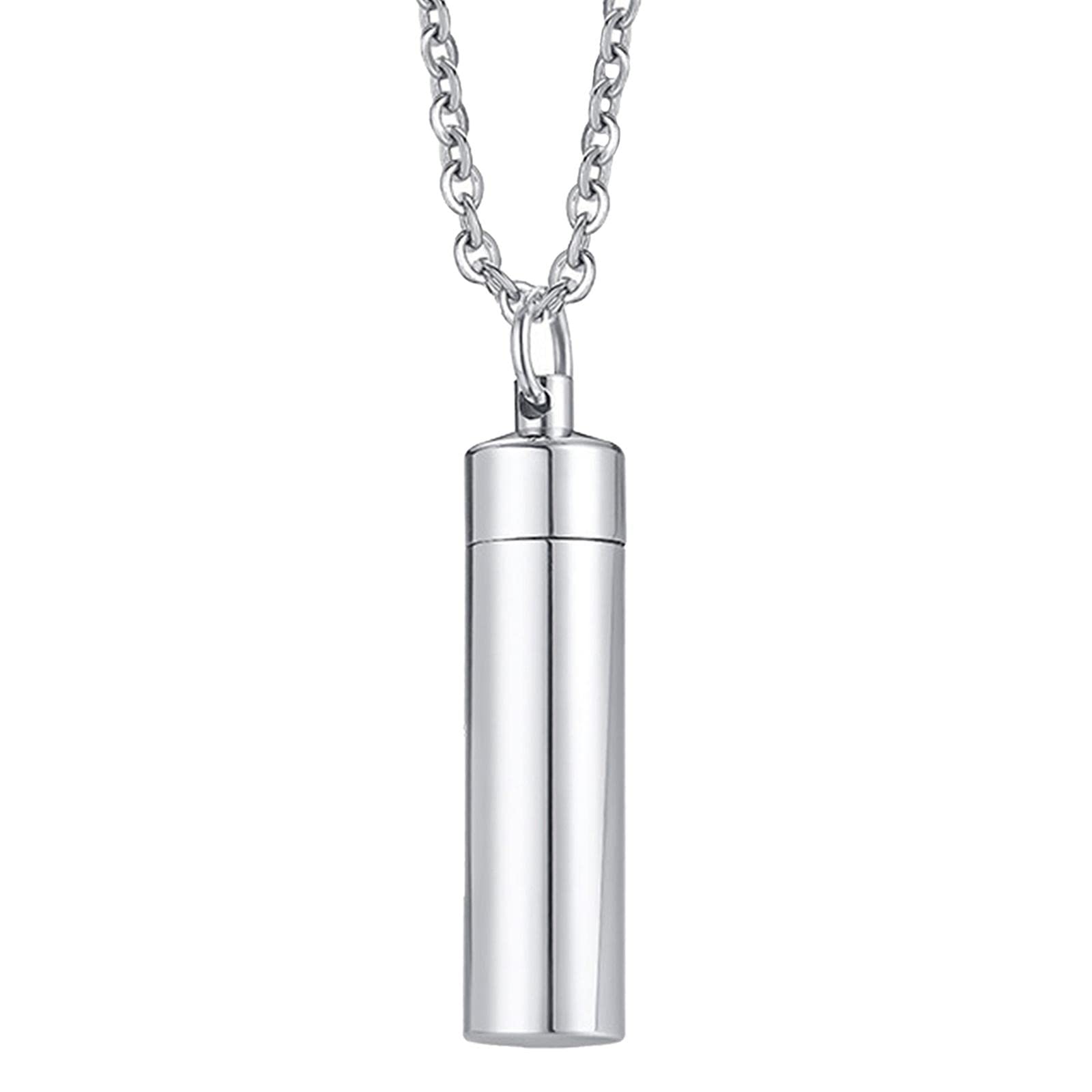 Sharplace Cylinder Cremation Urn Necklace Stainless Steel Decorative Keepsake Jewelry for Ashes