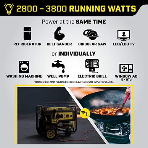 Champion Power Equipment 4450/3550-Watt RV Ready Portable Generator with Wheel Kit Yellow by Champion Power Equipment - Image 6