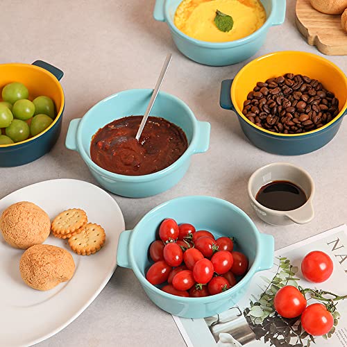 Sweejar Home Ceramic Souffle Dishes, Round Handle-Ramekins-Baking, 295 ML for Pudding,Creme Brulee,Souffle - Set of 6 (Navy) - Image 6