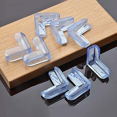 PLEXI Corner Protector for Sharp Edges Child Baby Safety Edge Protection Cover for Dressing Table, Bed Corner, Dining Table/Soft PVC Transparent Plastic Baby Safe Guard for Sharp Edges (Pack of 4)