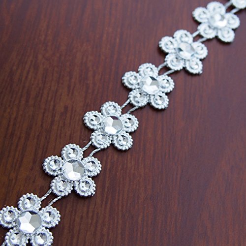 Homeford Sunflower Rhinestone Trim Strand, 16mm by 10-Yard, Silver