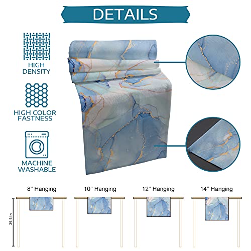 Zereaa Marble Cotton Linen Table Runner,Aqua Table Runner 108 Inches Long,Table Runner Dresser Scarves For Dining Room/Kitchen/Wedding Decoration/Holiday Party Table Decor 13"X108" #TOP6