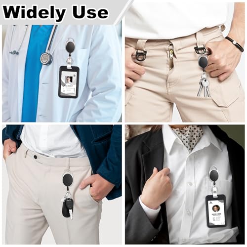 Pacote com 2 porta-crachás retráteis, carretéis resistentes, com suporte de crachá de identificação