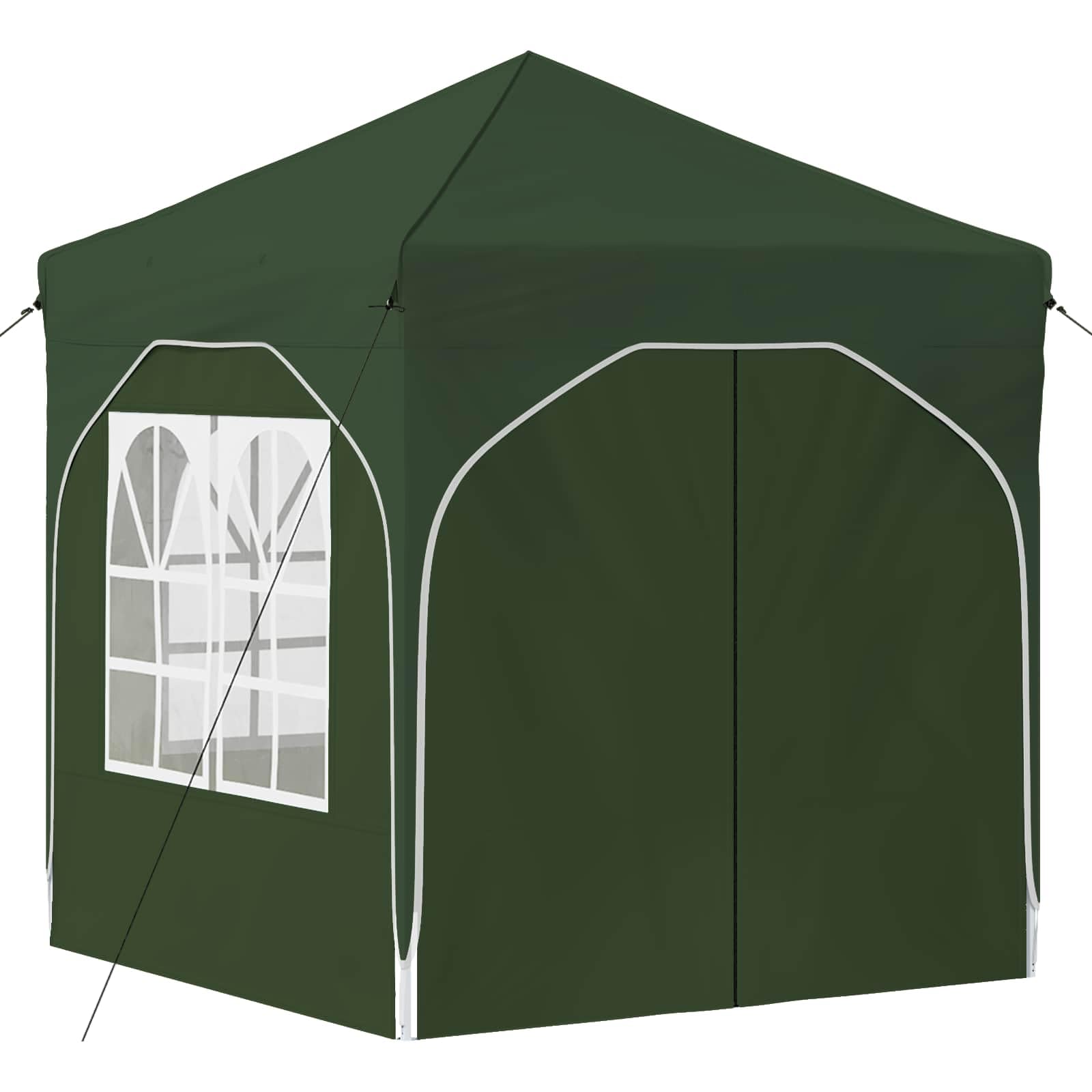 Namiot imprezowy Pop-up, zielony, 192 x 192 x 245 cm, składany, wodoszczelny, odporny na działanie promieni UV z 4 ściankami bocznymi, regulacja wysokości 227-245 cm, łącznie z torbą do
