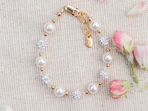 Cherished Moments Children's 14K Gold-plated or Sterling Silver Bracelet with Stardust Beads and Austrian Crystals for Babies, Infants, Toddlers, and Girls Jewelry Gifts3