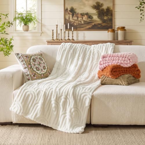 Image of BEDELITE Light Brown Boho Fleece Twin Blanket for Bed, 60x80 Inches