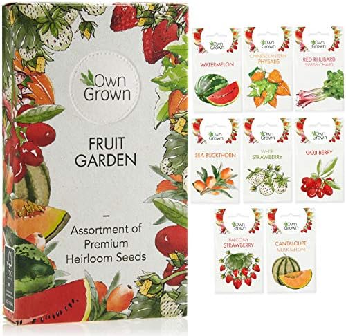 Grow Your Own Fruit: Premium Garden Fruit Seeds Set with 8 Tasty Varieties  Watermelon Seeds, White Strawberry Seeds, Rhubarb Seeds, Goji Berry Seeds  Gardening Gifts for Planting Seeds by OwnGrown