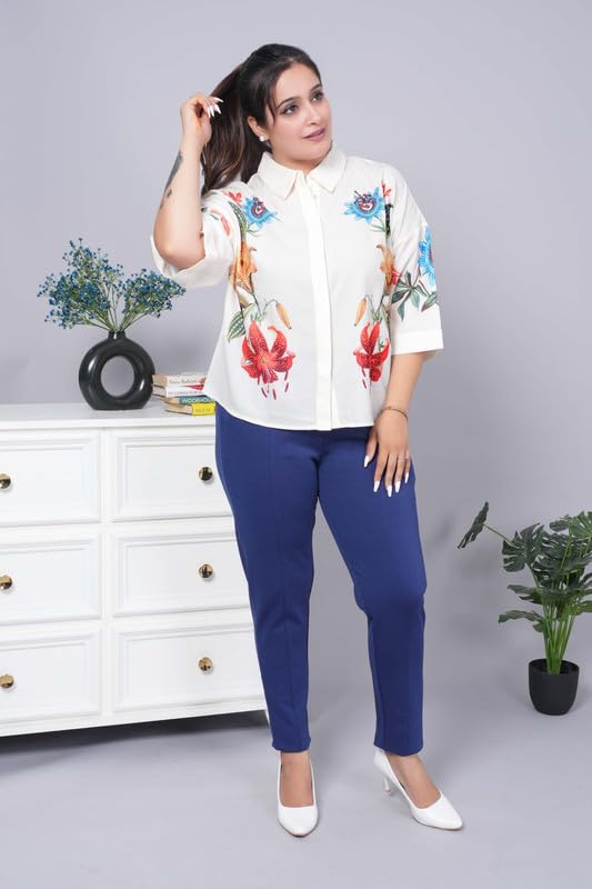 Image of Mlada Women's Solid Cotton Lycra High Waist Ankle Length Tummy Tucker Jeggings Trouser with 2 Side Pockets | Office Wear Summer Pants | Regular Fit, Stretchable, Comfortable & Stylish Everyday Bottoms