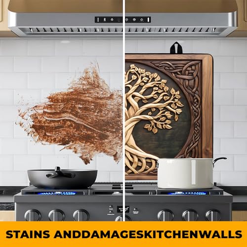 Image of Tree of Life Stove Top Cover Retro Flower Gas Stove Top Cover for Home Decoration Kitchen Pad Non-Stick Washable Cooktop Covers Countertop Protector Keep Stove Clean 28 inchx20 inch