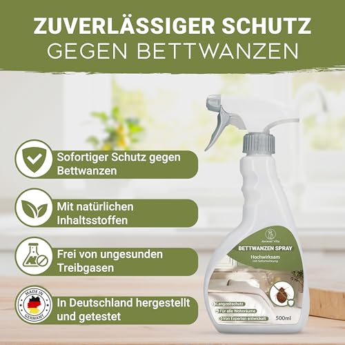 Bettwanzen Spray 500ml [hochwirksam & laborgeprüft] - wirksames Mittel gegen Bettwanzen für Matratzen und Möbel mit dezentem Zitronenduft, Alternative zur Bettwanzenfalle