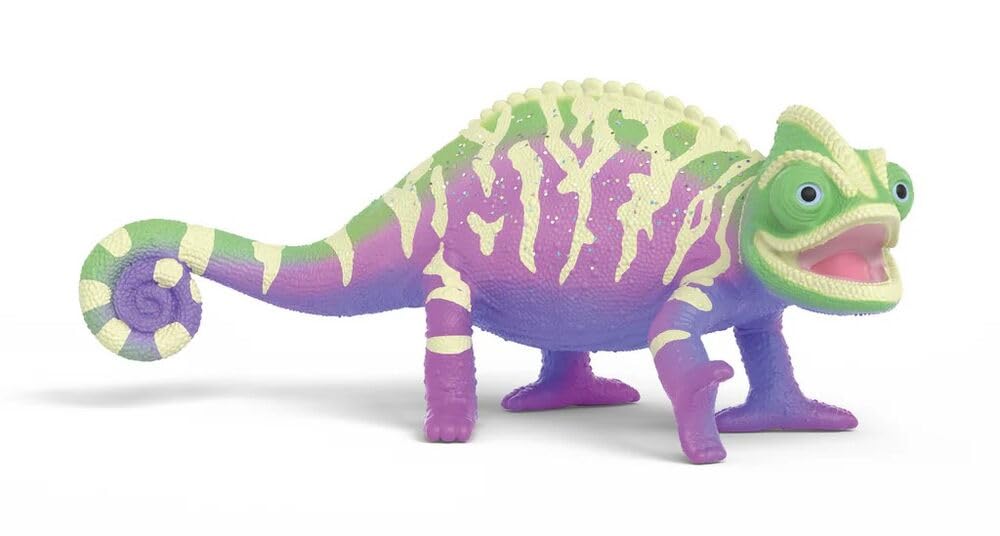 SCHLEICH The School of Magical Animals - Caspar the Chameleon - Magic Rainbow Lizard Animal Figurines for Kids 3+, 14957