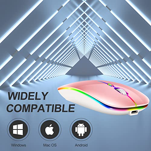 Image of KLO Rechargeable Bluetooth 5.2 /3.0 /Type-C /USB-2.4G Mouse for MacBook /MacBook air /Pro /iPad, Wireless Mouse for Laptop /Notebook /pc /iPad /Chromebook (2 /Pink)