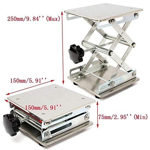 Mesa de laboratorio de acero inoxidable con soporte de tijera elevable 150 mm 3