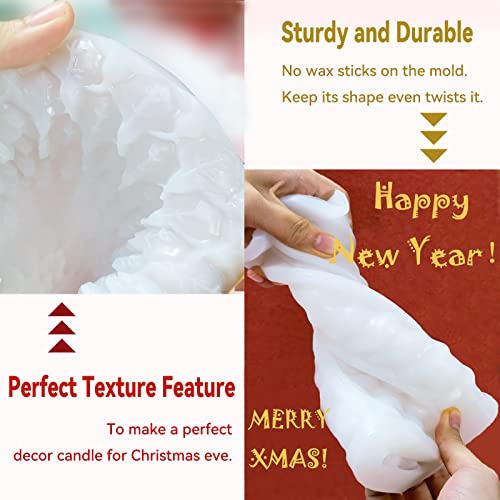 2Pcs Candle Molds For Candle Making, Muhmu 3D Christmas Tree Shape Silicone Resin Epoxy Mould Diy Casting Aromatherapy Wax Candles For Party Home Eve Dinner Decor Accessories, Wick, Holder, Needle #TOP6