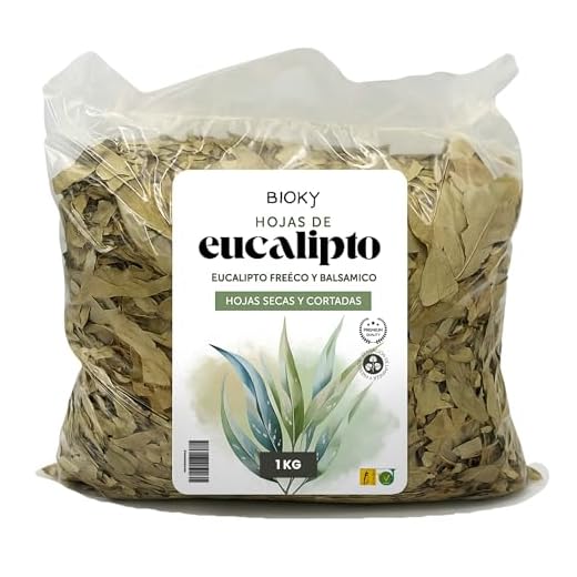 Hojas de Eucalipto Natural 1kg – Para Infusión y Hacer Vahos – Fresco y Balsámico – Hojas Enteras y Secas Cortadas a Granel – Alivia Síntomas en Garganta y Vías Respiratorias