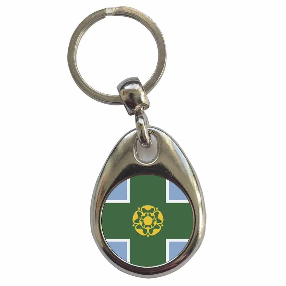 Ozorath Derbyshire County Flag Keyring Keychain with Split Ring Attachment and Metal Key Fob