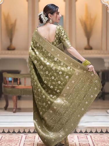 Image of Yashika Women's Pure Kanjivaram Silk Saree Soft Banarasi Style Wedding With Blouse Piece | Saree For Women | New Sari