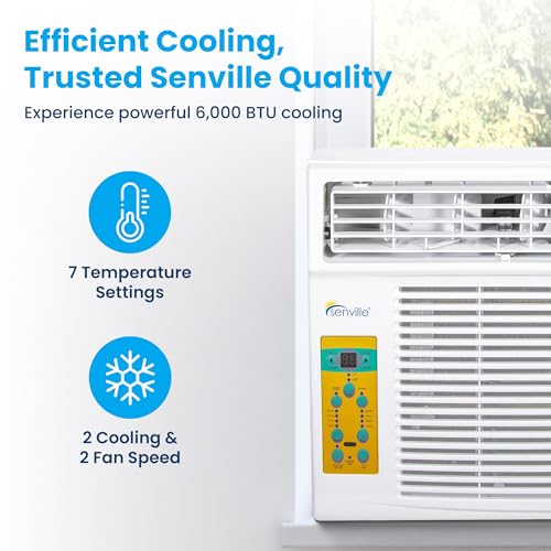 Senville 6,000 BTU Window Air Conditioner, Cools Up to 250 Sq. Ft., Easy to Use, Washable Filter - Image 5