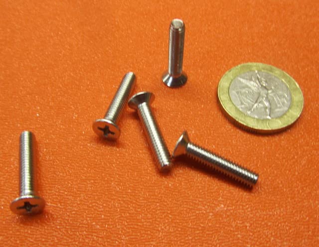 Metric 18-8 Stainless Steel Flat Head Phillips Machine Screws, Fully Threaded, M4 x .7 mm Thread Size x 20 mm Length, 100 Pcs