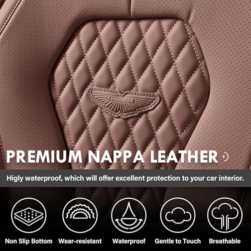 Image of Coverado Seat Covers Front Seats, Coffee Car Seat Covers 2 Pack, Driver Seat Cover, Luxury Automotive Seat Covers, Car Seat Cushion, Front Car Seat Covers Leather Seat Protector Fit for Most Cars