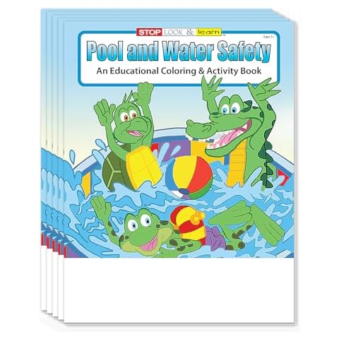 ZOCO - Pool and Water Safety - Educational Coloring Books (25 Bulk Pack, Without Crayons) for Kids - Prevent Drowning and Water Awareness Cover