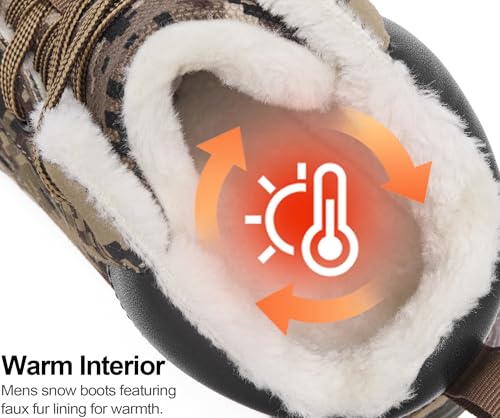 Men's Snow Boots Warm Fur Lined Camouflage Winter Hiking Boot Non-Slip Outdoor Work Shoes2