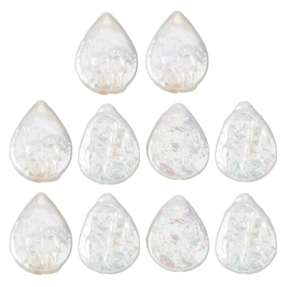 10 perline barocche naturali di acqua dolce a forma di goccia, 18-19 x 14-15 x 5-6 mm, perline irregolari, perline distanziate per la produzione di orecchini