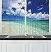 Produktbild Ocean Kitchen Curtains, Island Sea Life Wavy Vivid Open Sunny Sea Shore Sand Beach Art Print Image, Window Drapes 2 Panel Set for Kitchen Cafe Decor, 120 inch X 66 inch, Blue Teal Cream White